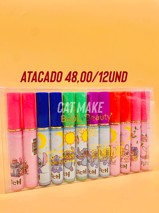 Lip gloss Magic 24 h verde e colorido(somente box