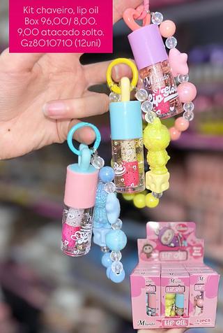 Kit chaveiro, lip oil