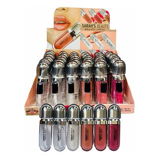 kit 36 ps Sarahs Beauty box gloss labial 36 unidades acabamento brilho glitter espelhado