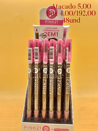 Pink 21 Lápis universal para sobrancelha 2 em 1.