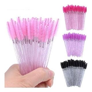 ￼50 Escovinhas Com Glitter Extensão De Cilios E Sobrancelha Descartáveis
